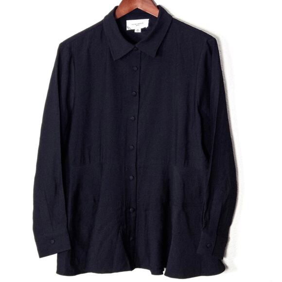 Pomander Place Black Tunic Shirt Button Front Size XL Minimalist - Picture 1 of 9